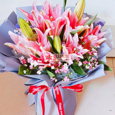 延边6支香水百合，全家幸福快乐